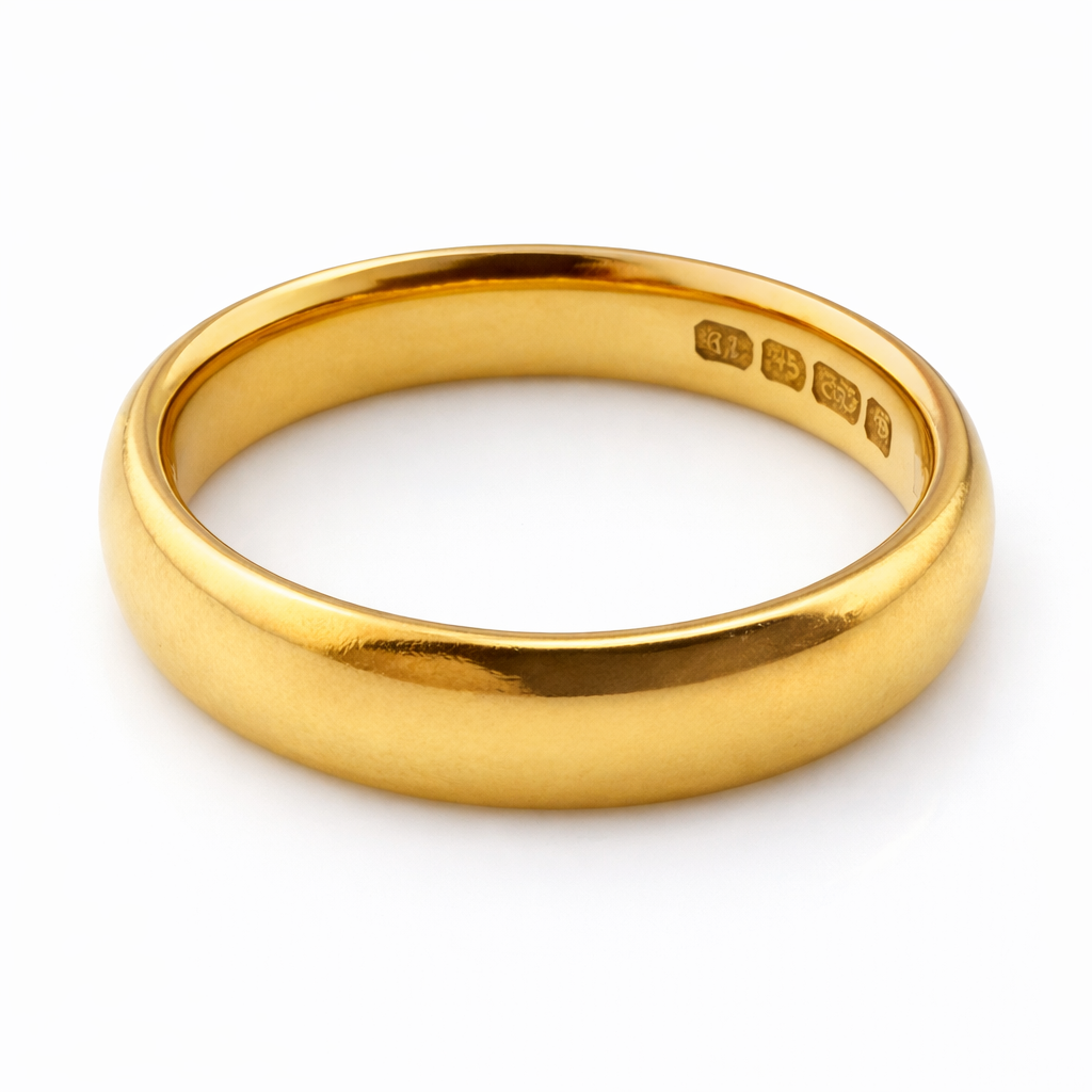 22ct Gold Wedding Band, Size O1/2, 3.7mm W, 6.45g Hallmarked