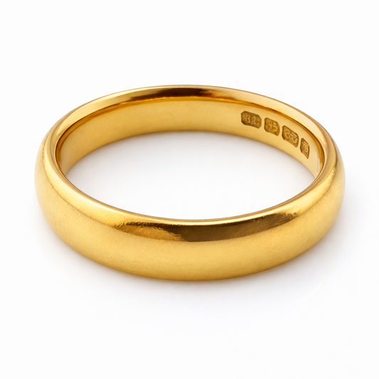 22ct Gold Wedding Band, Size O1/2, 3.7mm W, 6.45g Hallmarked