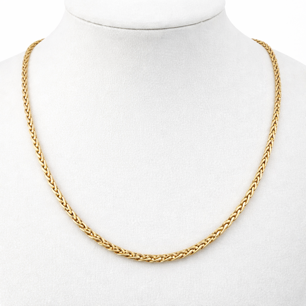 9ct Gold Wheat Link Chain, 2.2mm W, 15in L, Hallmarked 6g Not Scrap