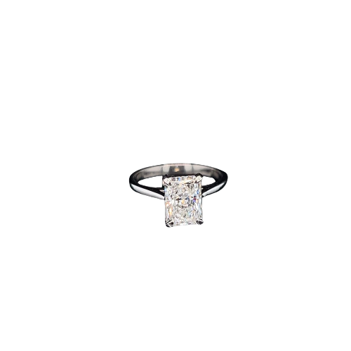 2.06ct Emerald Cut Lab Created Diamond Set in 950 Platinum IGI Cert, F VS2