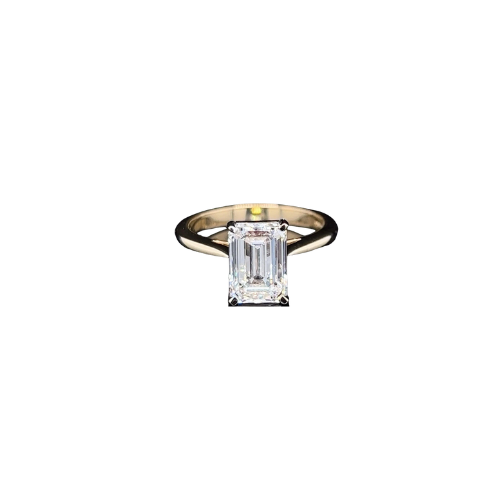 2.5ct Emerald Cut Lab Created Diamond Set in 18ct  Yellow Gold IGI Cert, F VS2