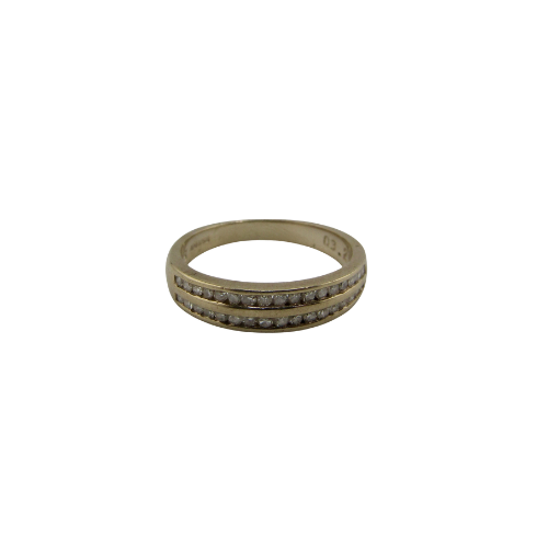 9ct Double Row Half Eternity Diamond Ring 0.25ct , Size  L1/2, 2.55g Not Scrap