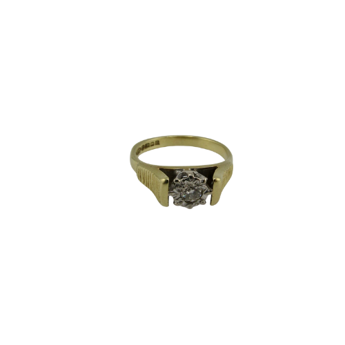 18ct Gold + Diamond Illusion Set Solitaire Ring, Size K1/2 4.2g Not Scrap