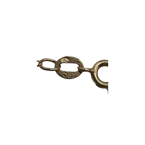 14ct Yellow Gold Fine Curb Chain w/ Double Heart Pendant, 25in, 2.4g Not Scrap
