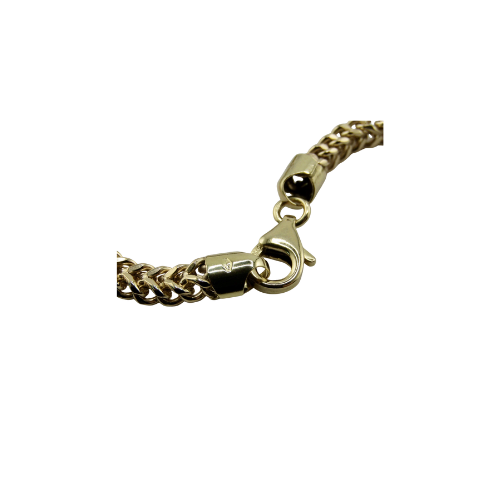 9ct Yellow Gold Franco Bracelet, 4.5mm Width, 7im Length, 11.4g Hallmarked