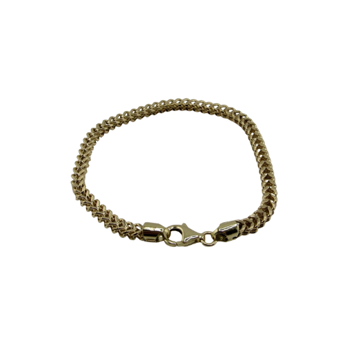 9ct Yellow Gold Franco Bracelet, 4.5mm Width, 7im Length, 11.4g Hallmarked