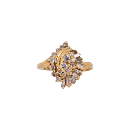 Diamond Swirl Dress Ring 1.2ct In 18ct Gold, Size L Hallmarked 5.5g Not Scrap