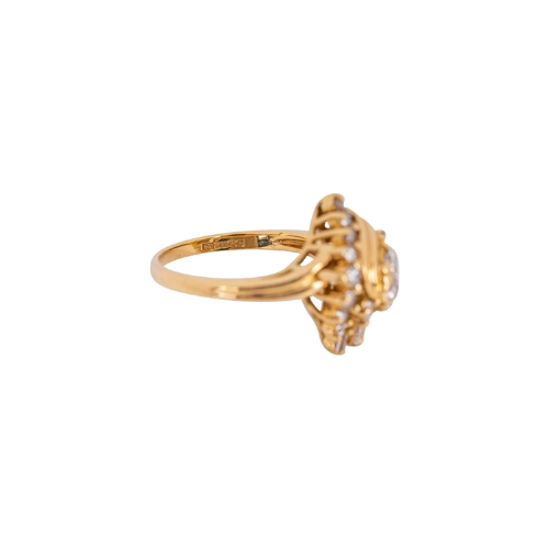 Diamond Swirl Dress Ring 1.2ct In 18ct Gold, Size L Hallmarked 5.5g Not Scrap