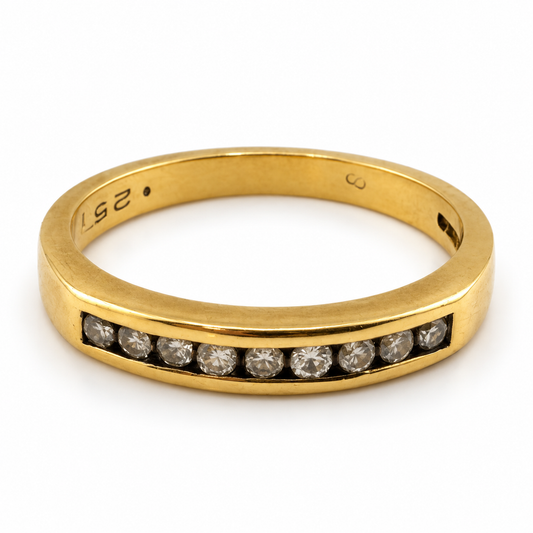 18ct Gold Natural Diamond 1/2 Eternity Ring 0.25ct Size O 1/2, 3.47g,