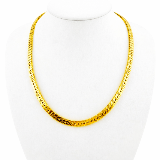 9ct Yellow Gold Ladies/Girl Herringbone Link Choker Necklace, 4mm W, 14.5in L, 14.8g Stamped 9ct