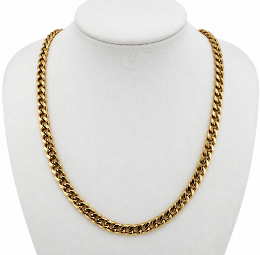 9ct Curb Chain, 5mm Wide, 16.5in Long, Hallmarked 375, 27.1g