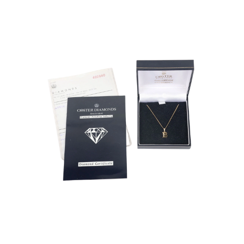 18ct Gold and Diamond B Pendant And Chain by Coster Diamonds, Hallmarked 2.7g