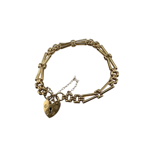 9ct Gold Ladies Gate Link Bracelet, 7in Length and 6mm Wide, 10g Hallmarked