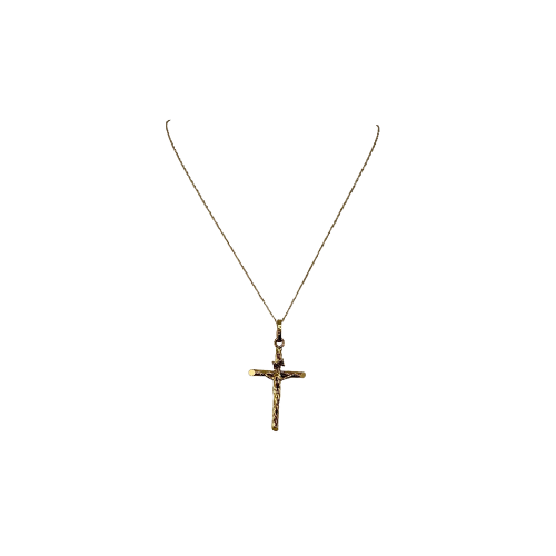 9ct Gold Crucifix on Fine 9ct Rope Chain, 20in Length, Stamped 9ct Not Scrap