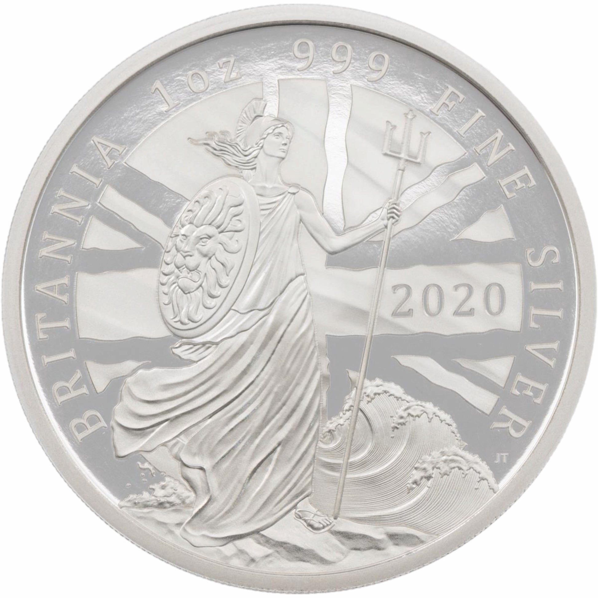 2020 1oz 999 Silver Britannia Proof Coin, featuring Britannia, boxed with COA.