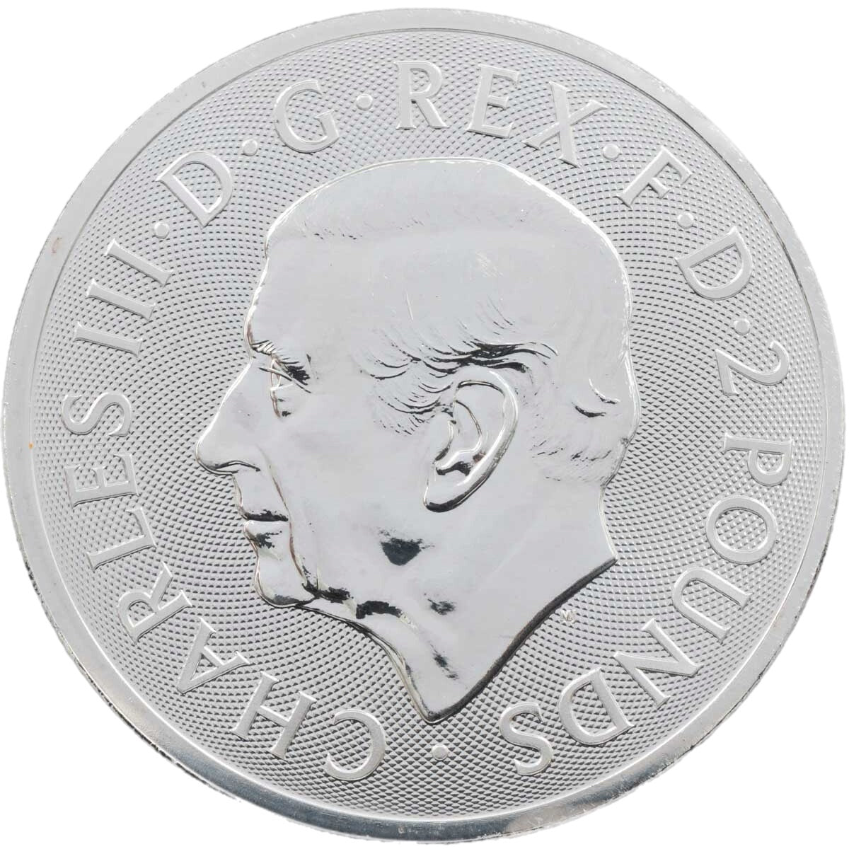 2024 Royal Arms 1oz 999 Silver Coin, Royal Mint, CGT Free, D.G. REX, FD, CHARLES III, 2 POUNDS.