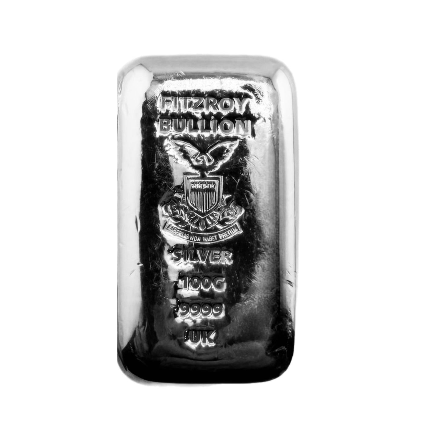 100g Silver Fitzroy Bullion 9999 Fine Cast Bar, Produced by SMP Birmingham