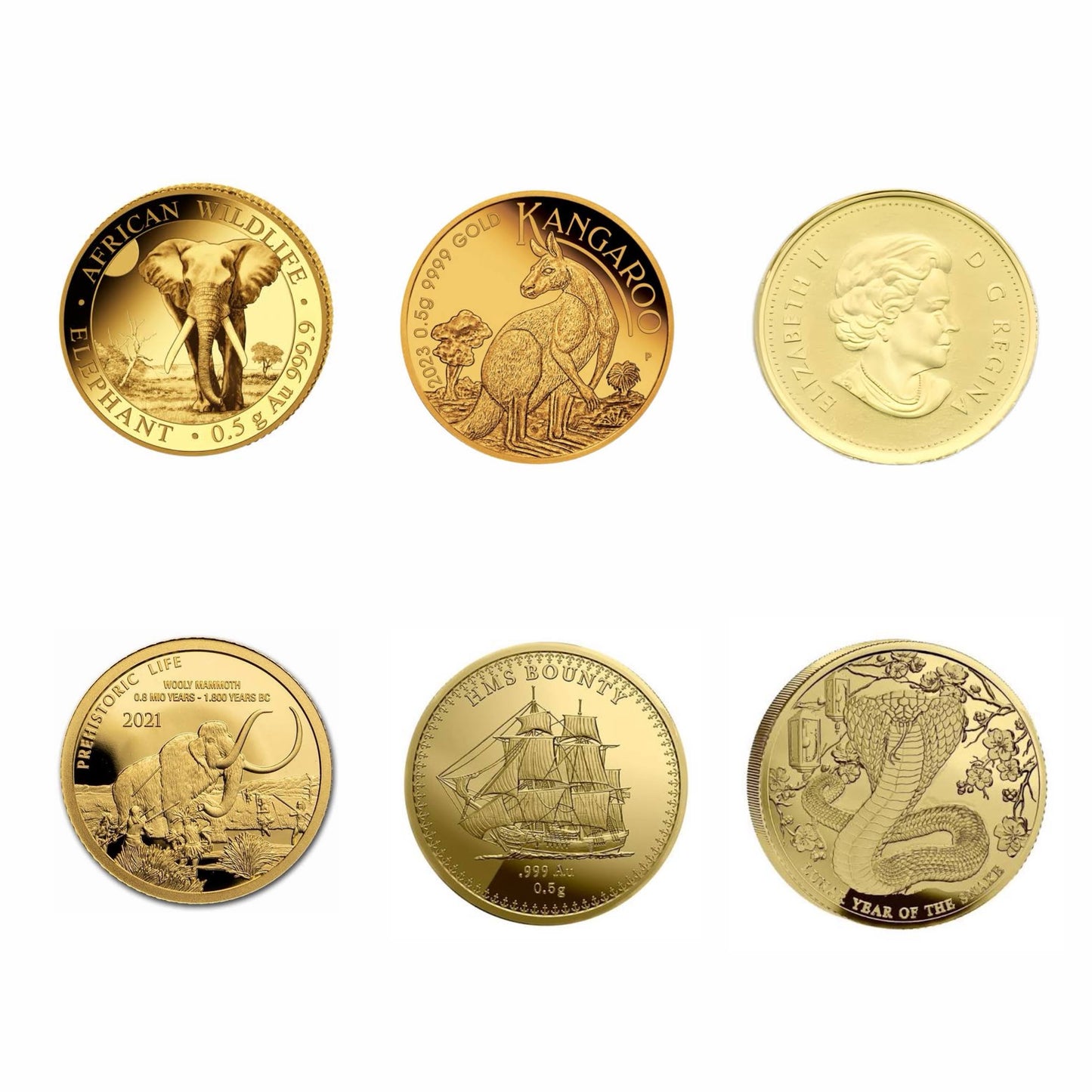 0.5g 999 Fine Gold Coin Random Mint Random Year Our Choice