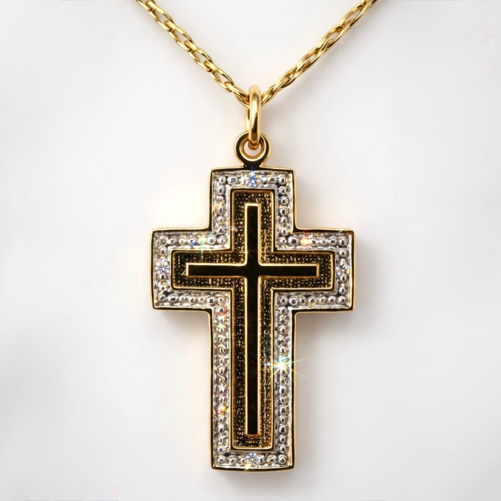 9ct Gold Cross Pendant on 2mm W 20 in Curb Chain, Hallmarked 4.5g