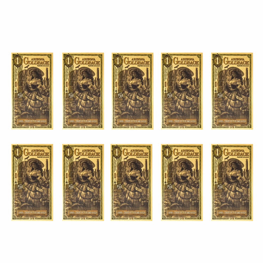 10 x 1 Arizona Goldback Note, Each 1/1000oz of 24k Gold (1/100ozt total, 0.311g)