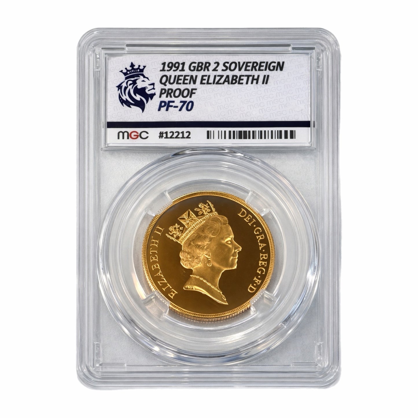 22ct Gold Double Proof Sovereign Elizabeth II 1991, MGC Graded PF70