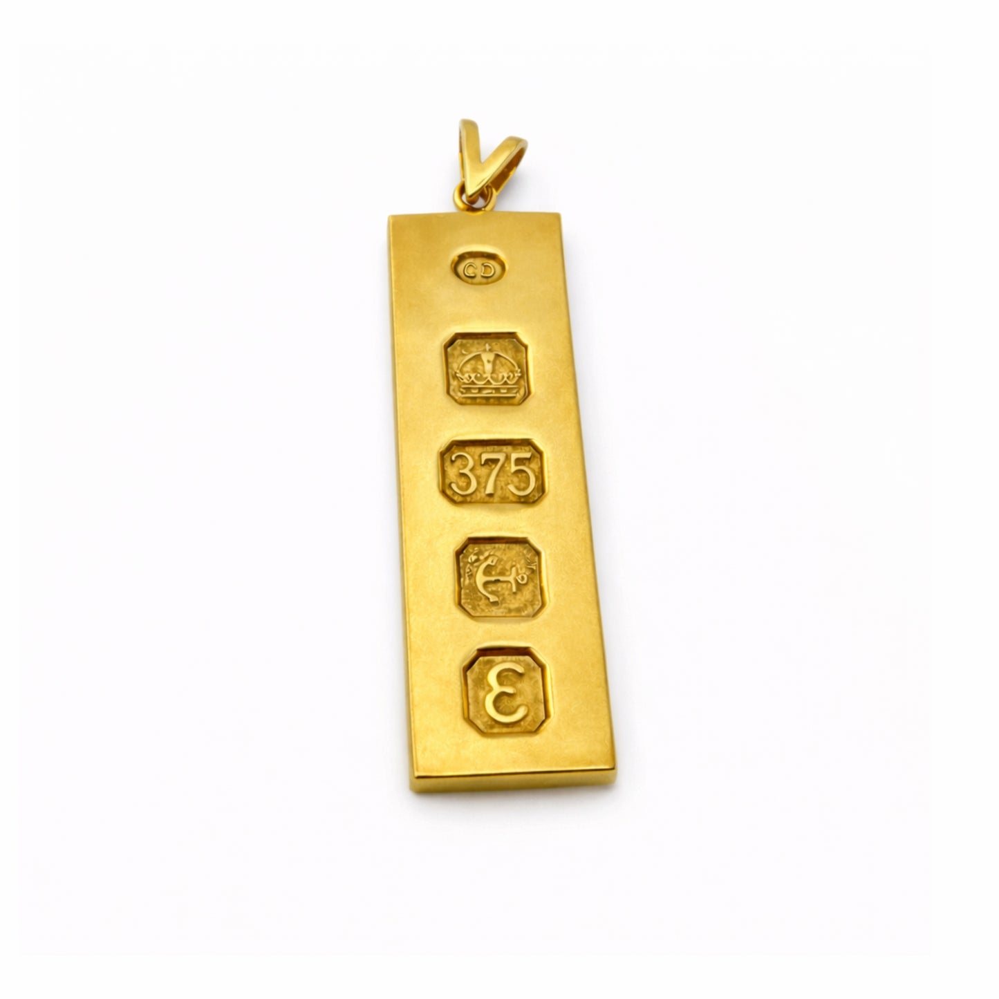9ct Yellow Gold Ingot Pendant, Full UK Hallmarks 11.1g
