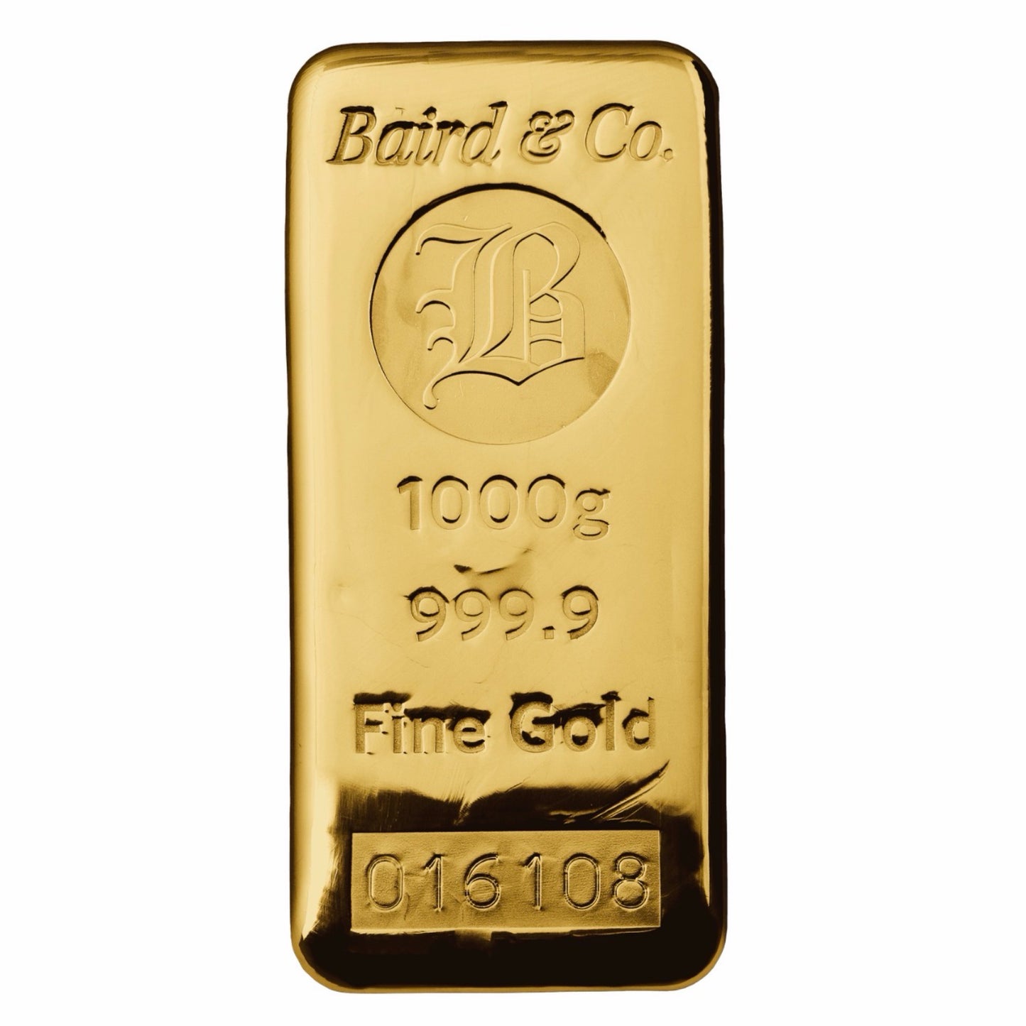 1KG 9999 Gold Bullion Cast Bar made by Baird and Co Call or Email to Order