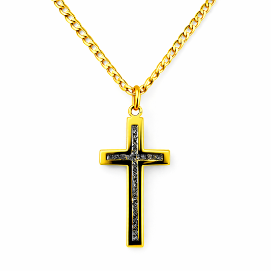 9ct Gold Diamond Cross, on 18in L, 2.5mm Curb Chain, Hallmarked 9g