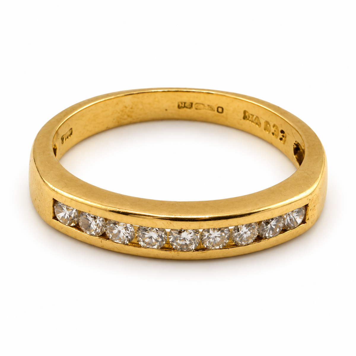 18ct Gold Natural Diamond 1/2 Eternity Ring 0.33ct Size P 3.34g