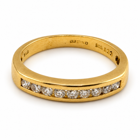 18ct Gold Natural Diamond 1/2 Eternity Ring 0.33ct Size P 3.34g