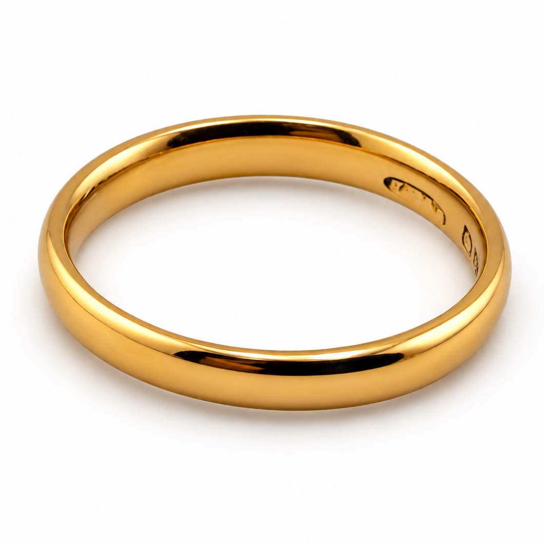 22ct Yellow Gold Wedding Band Ring Size L 3mm 3g Hallmarked Boxed