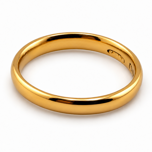 22ct Yellow Gold Wedding Band Ring Size L 3mm 3g Hallmarked Boxed