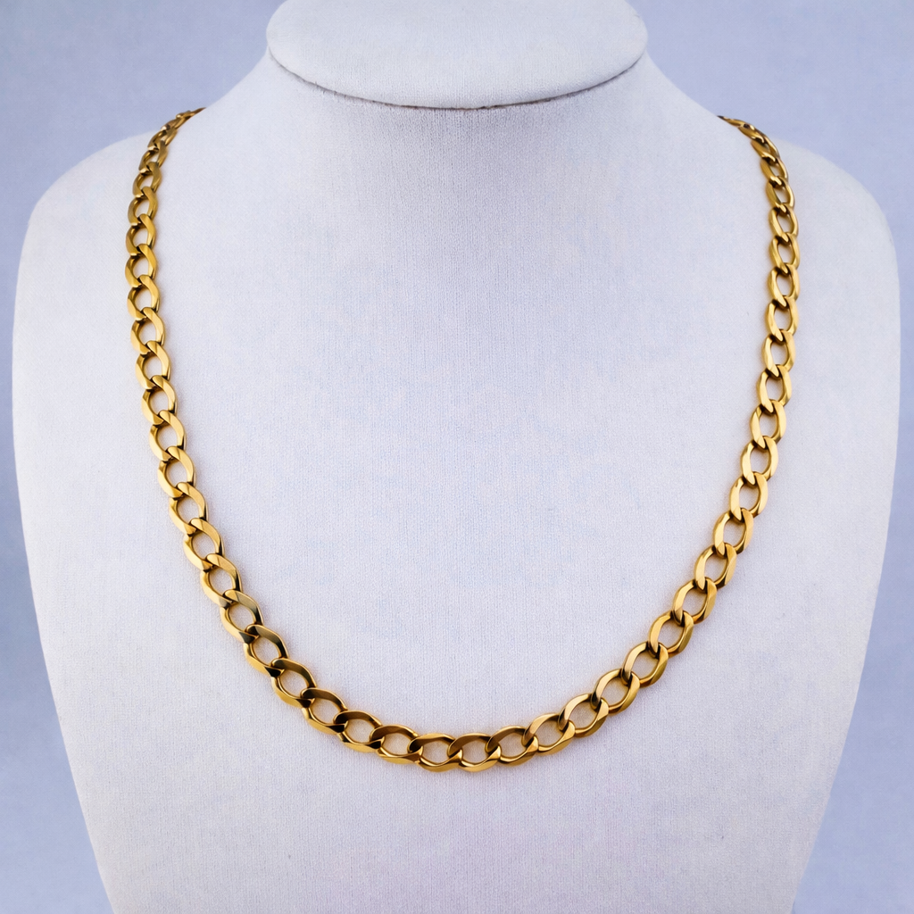 9ct Gold Curb Chain, 5.2mm W, 20in L, Hallmarked 13.3g