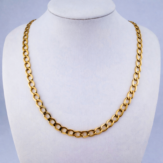 9ct Gold Curb Chain, 5.2mm W, 20in L, Hallmarked 13.3g