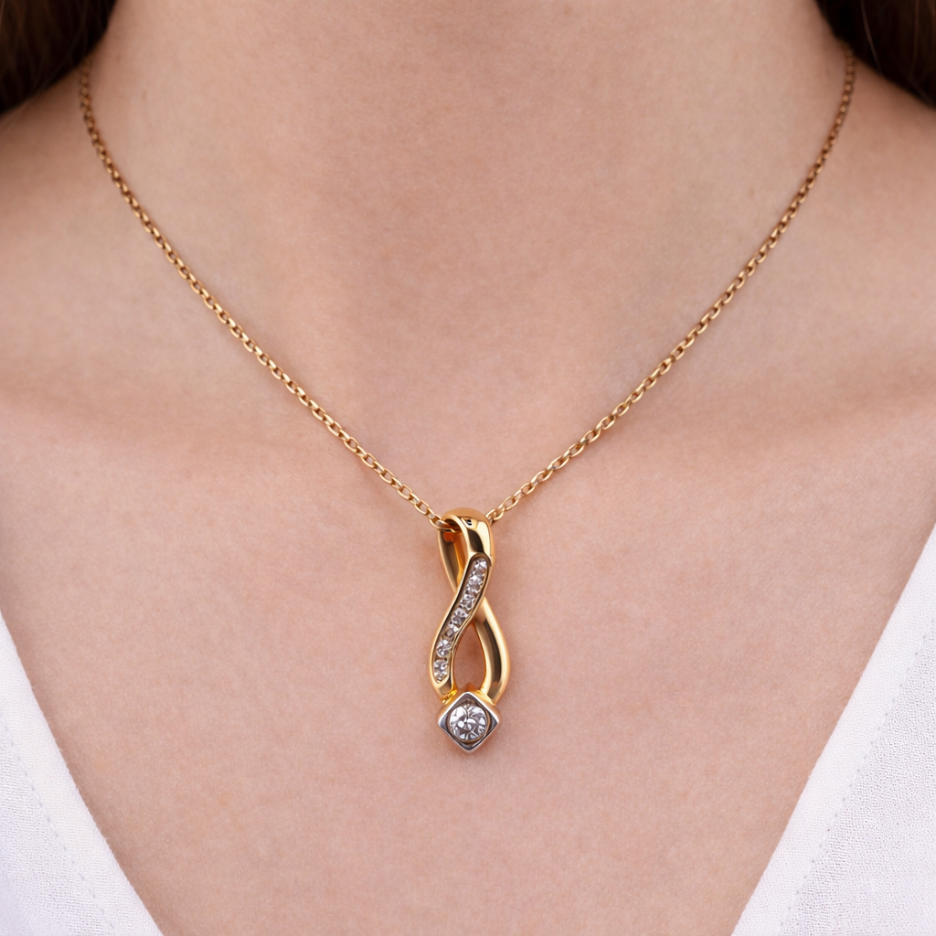 18ct Gold 0.4ct Diamond Pendant on 18in 9ct Box Chain, Hallmarked 5g