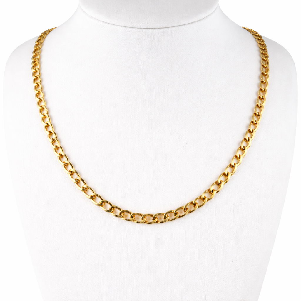 9ct Gold Curb Chain, 3.6mm W, 19in L, Hallmarked 5.9g