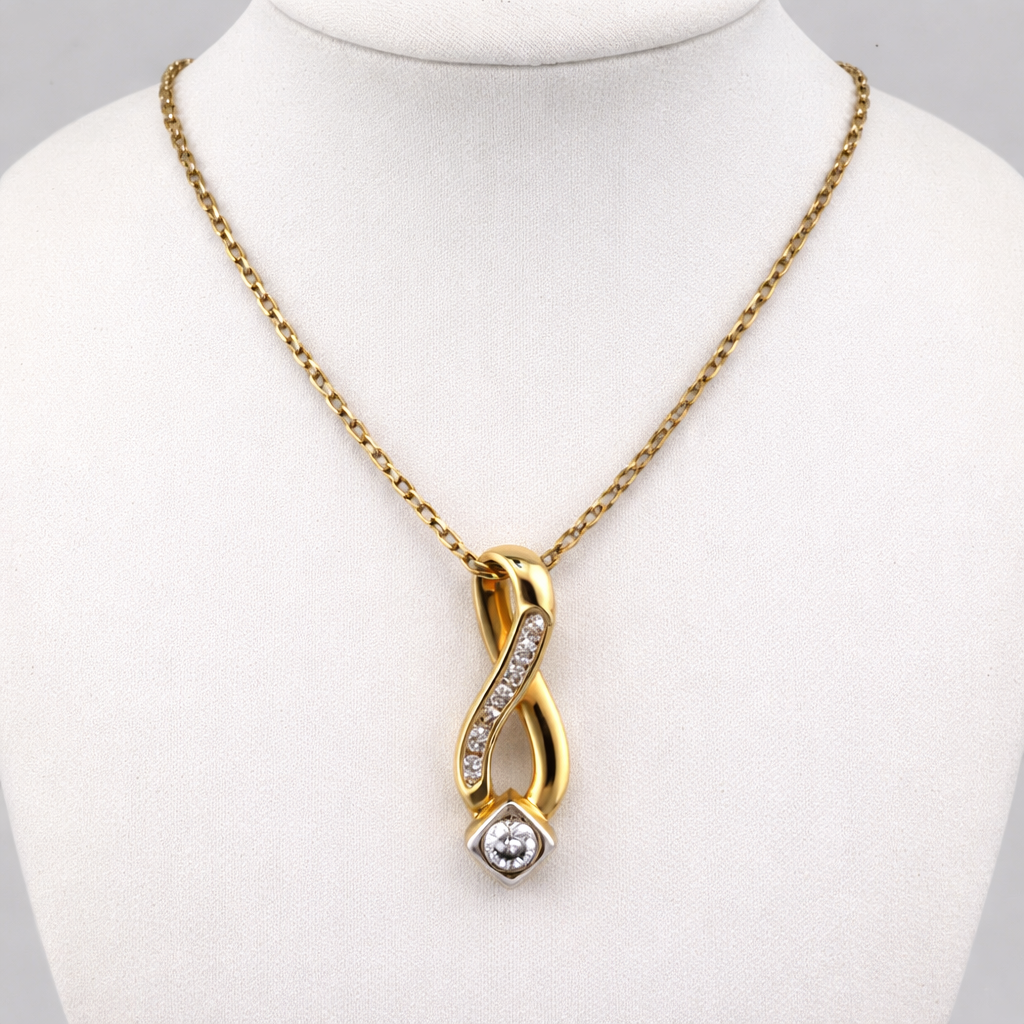 18ct Gold 0.4ct Diamond Pendant on 18in 9ct Box Chain, Hallmarked 5g