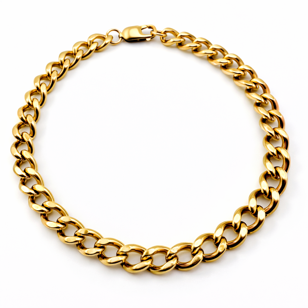 9ct Gold Curb Solid Bracelet, 6.3mm W, 8.5in, 20.3g Stamped 375