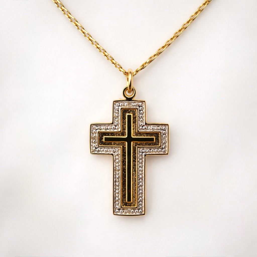 9ct Gold Cross Pendant on 2mm W 20 in Curb Chain, Hallmarked 4.5g