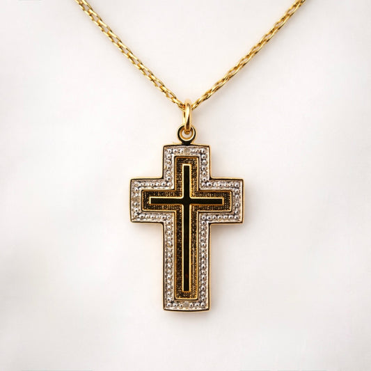 9ct Gold Cross Pendant on 2mm W 20 in Curb Chain, Hallmarked 4.5g