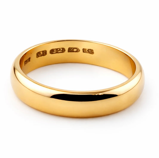 22ct Gold Wedding Band, Size O1/2, 4.5mm W, 6.7g Hallmarked