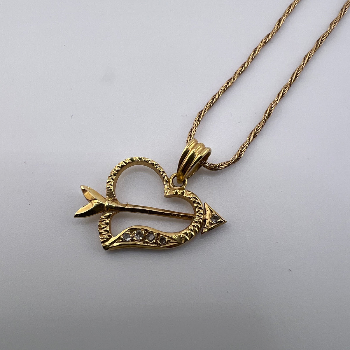 18ct Diamond Heart & Arrow Pendant with 18ct Gold Chain, 4.6g, 17in L