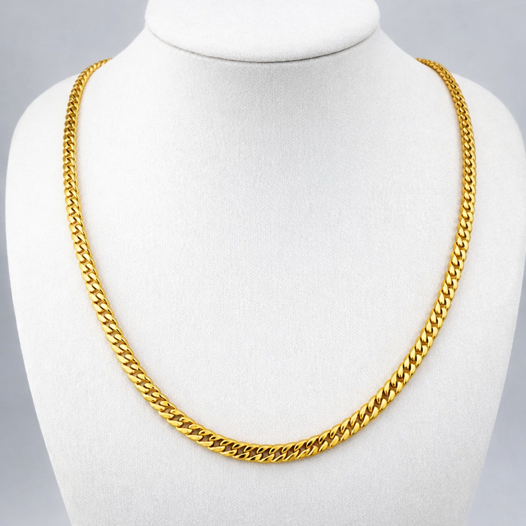 9ct Gold Curb Chain, 18in L, 3.5mm W, Italian Assay Marks, 14.3g