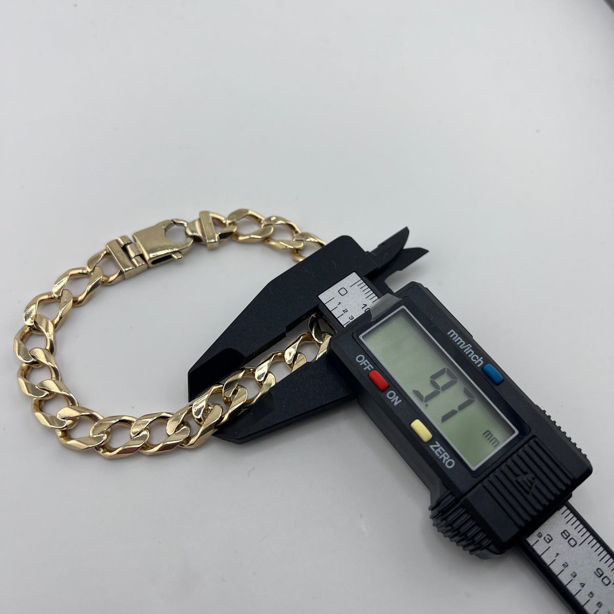 Mens 9ct Yellow Gold Curb Bracelet 39.65g 9 Inch 9.7mm UK Hallmarked