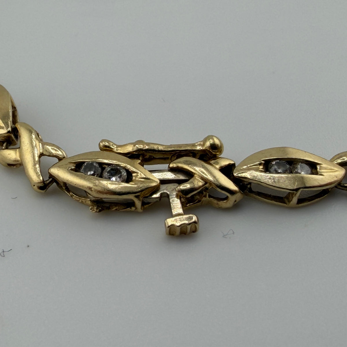 14ct Gold Fancy X Link Natural Diamond 1ct Bracelet 8in, 8.31g