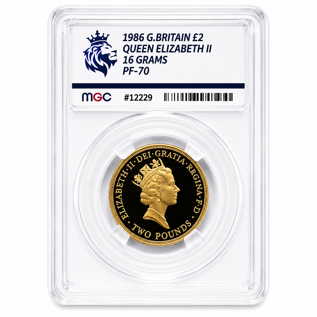 1986 Gold Proof £2 Coin - Commonwealth Games (15.96g of 22ct Gold) Graded PF70 by MGC