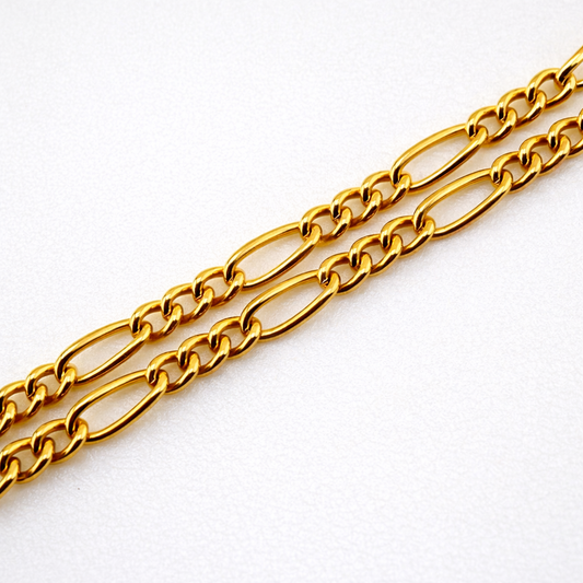 9ct Gold Figaro Chain, 2mm W, 18in L, Stamped 9ct 2.9g