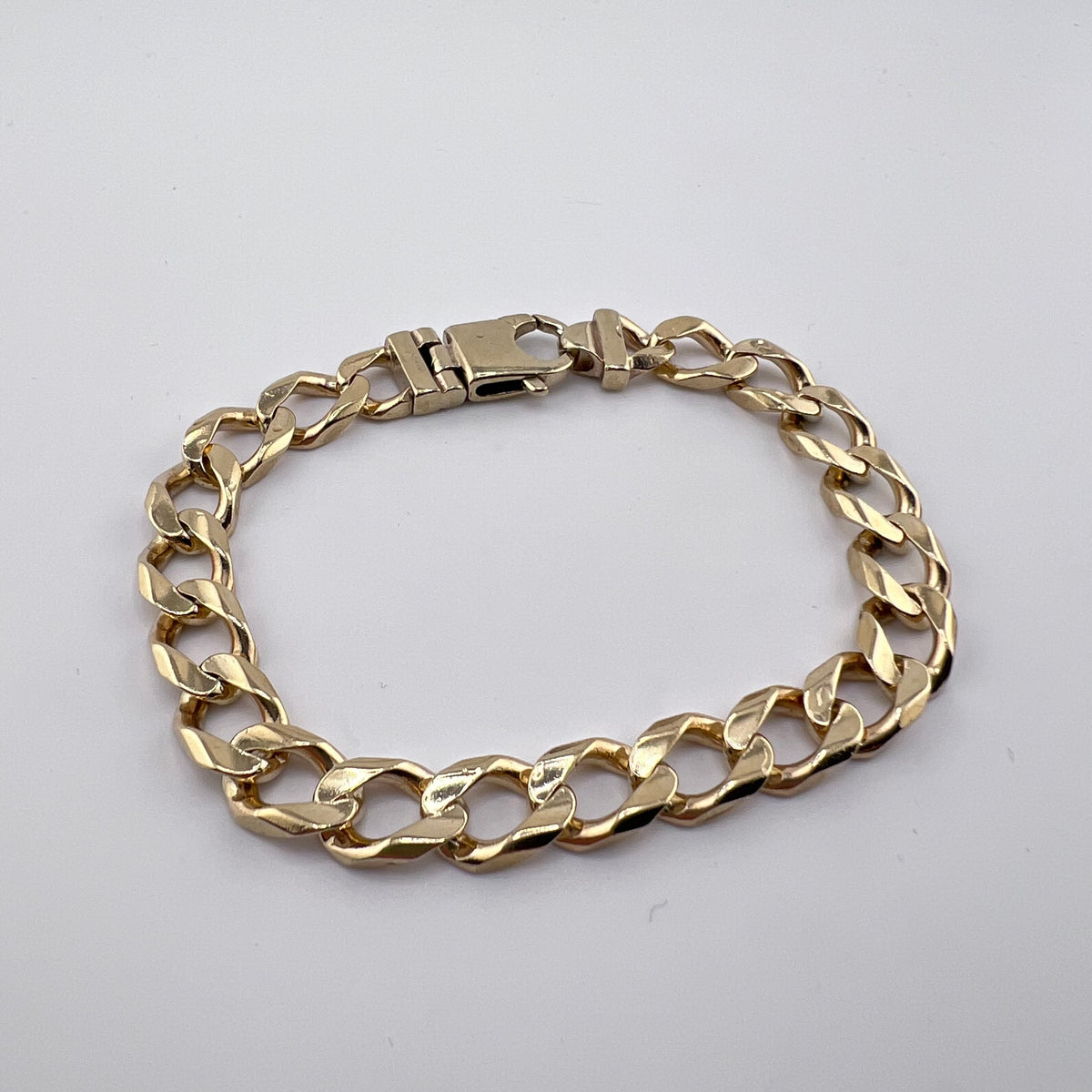 Mens 9ct Yellow Gold Curb Bracelet 39.65g 9 Inch 9.7mm UK Hallmarked