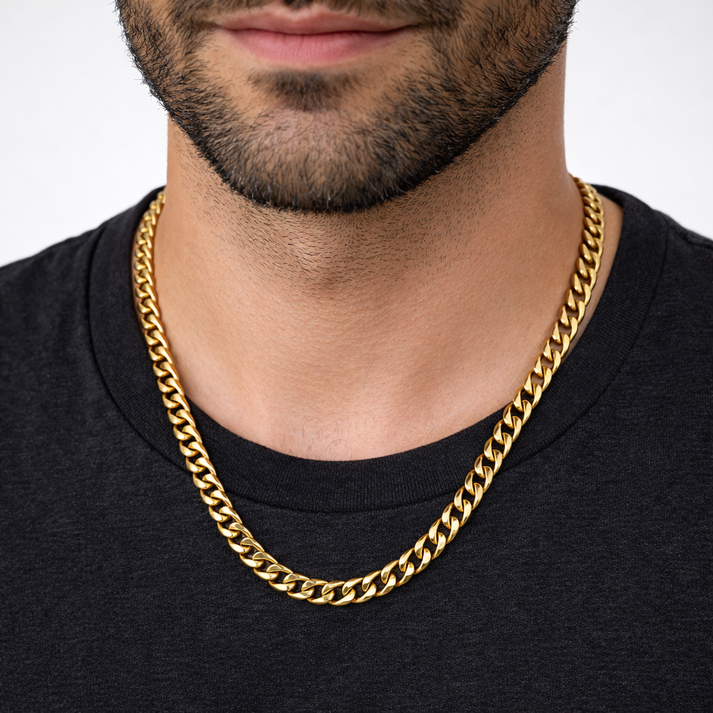 9ct Curb Chain, 5mm Wide, 16.5in Long, Hallmarked 375, 27.1g