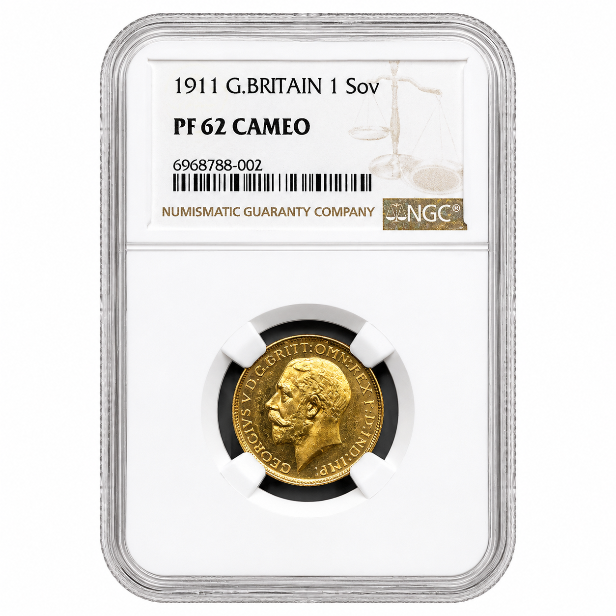 George V 1911 Proof Gold Sovereign NGC PF62 (7.98g of 22ct Gold)